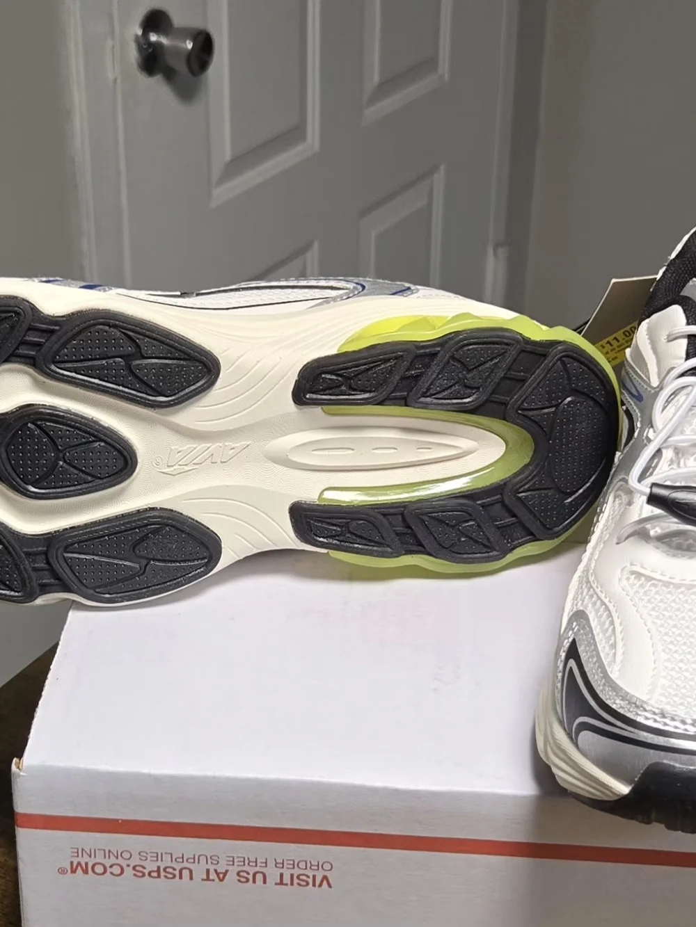 Women's White Athletic Sneakers with Neon Accent